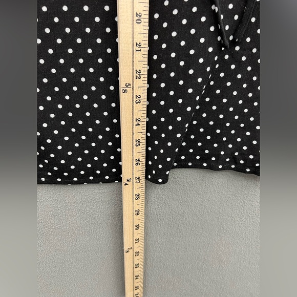 Studio B Women’s Plus Size 2X Tie Neck Flutter Sleeve Black White Polka Dot Top - Picture 6 of 7